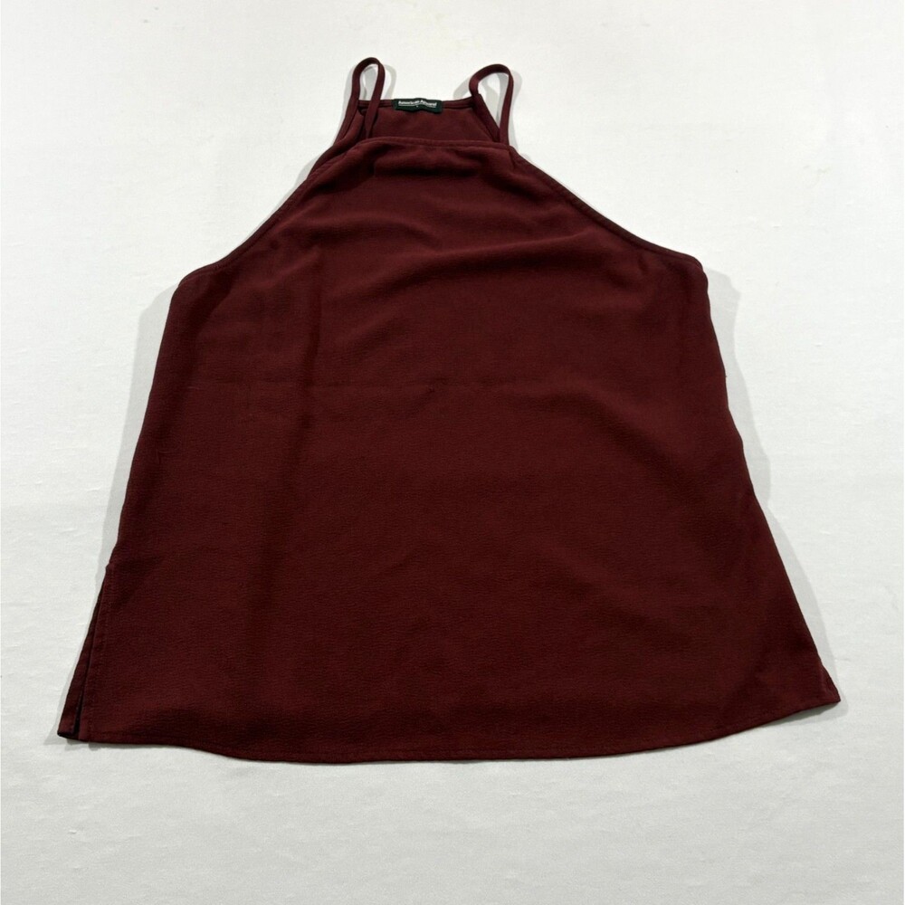 American Apparel Womens Burgundy Halter Sleeveless Boho Top Blouse Sz L USA